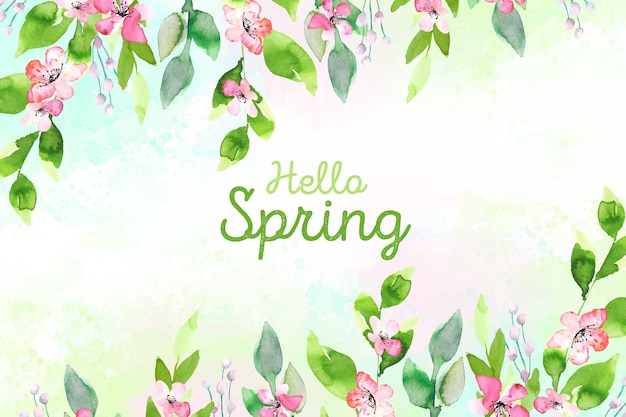 Hello Spring Concept Watercolor Style – Free Download