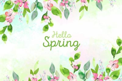 Hello Spring Concept Watercolor Style – Free Download