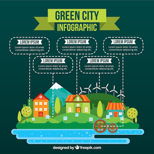 Ecological Landscape with Houses Infographic – Free Download, Download Free Stock Photo