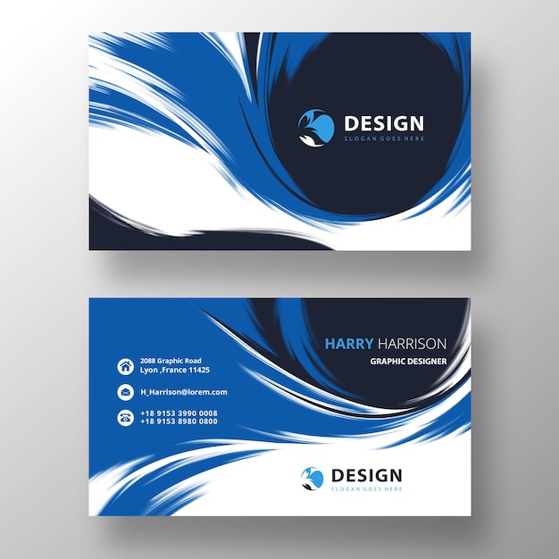 Wavy Blue PSD Brush Business Card Template – Free Download