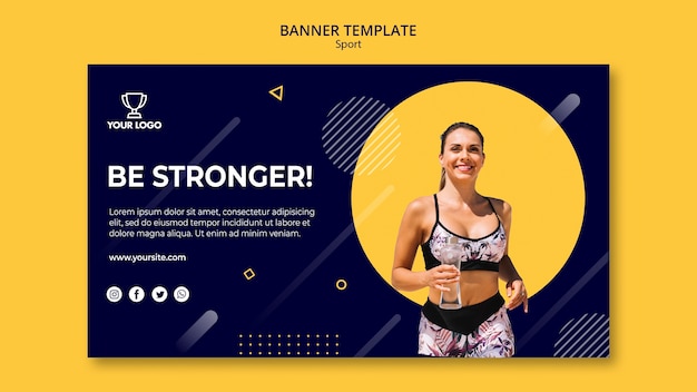 Woman Running Sport Banner Template – Free Download