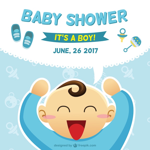 Baby Shower Card Illustration for Boys – Free Download