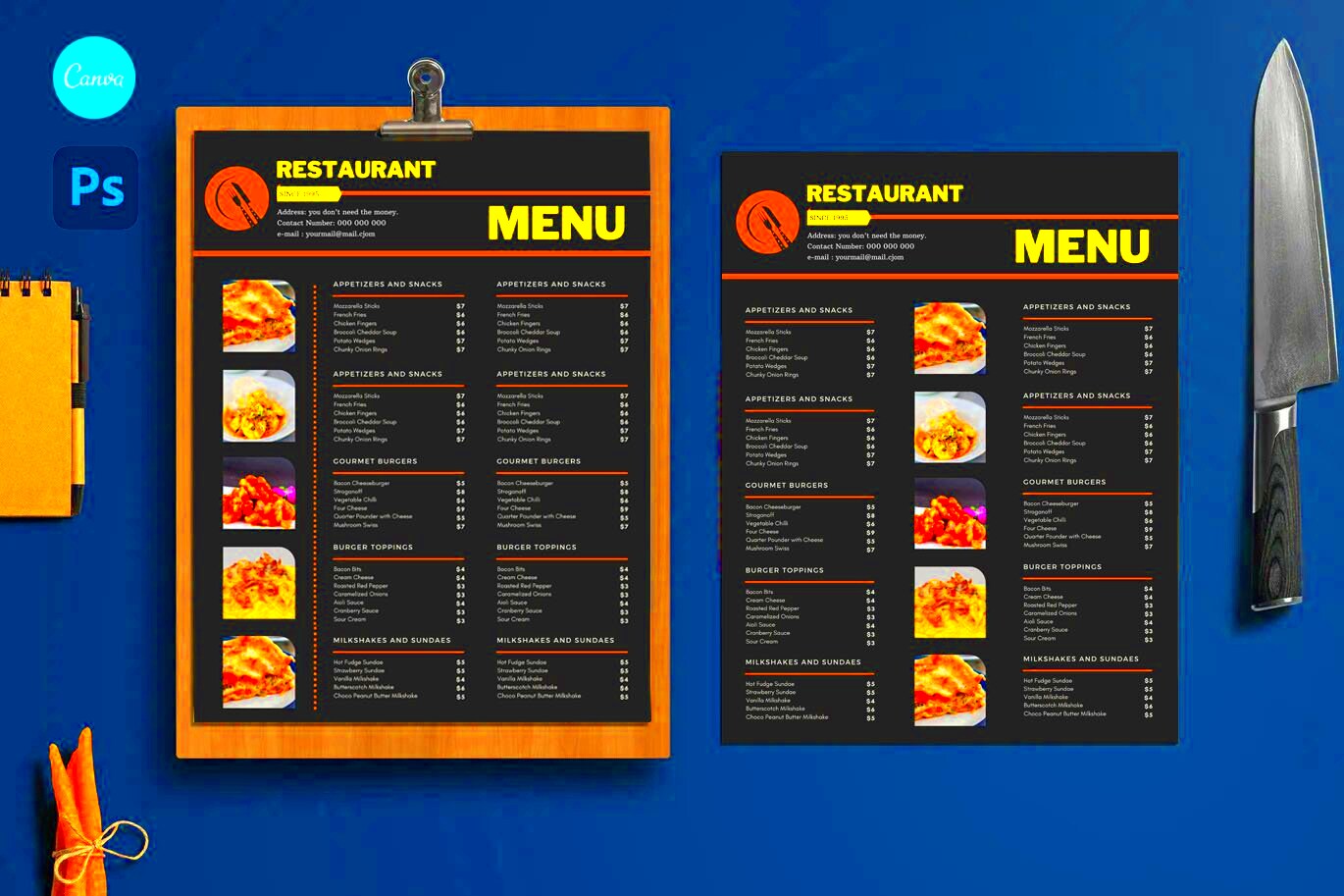 Canva Food Menu Templatesrestaurant Food Menuprintable Restaurant 