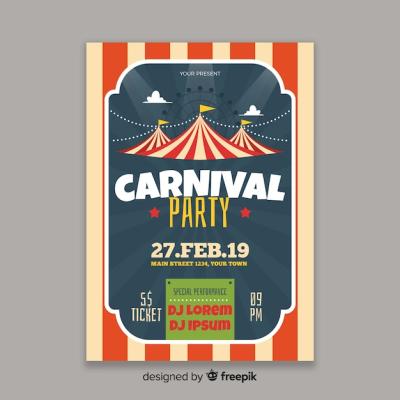 Circus Carnival Party Poster Vector Template – Free Download