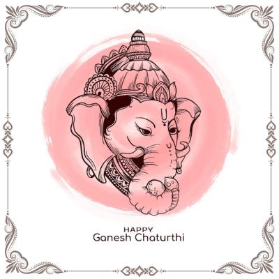 Happy Ganesh Chaturthi Indian Festival Card Featuring Lord Ganesha Design – Free Download