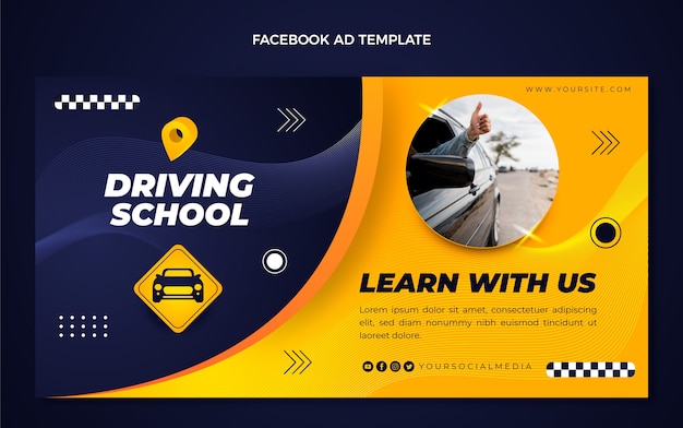 Gradient Driving School Social Media Promo Template – Free Download