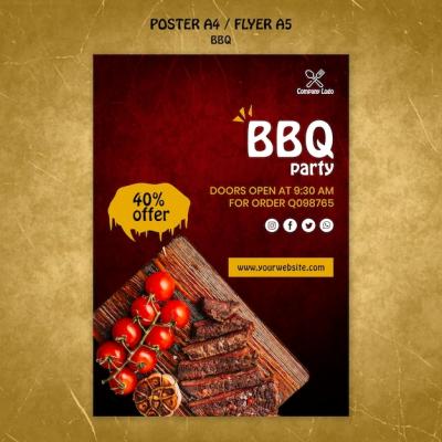 BBQ Concept Poster Template – Free Download, Download Free Stock Photo