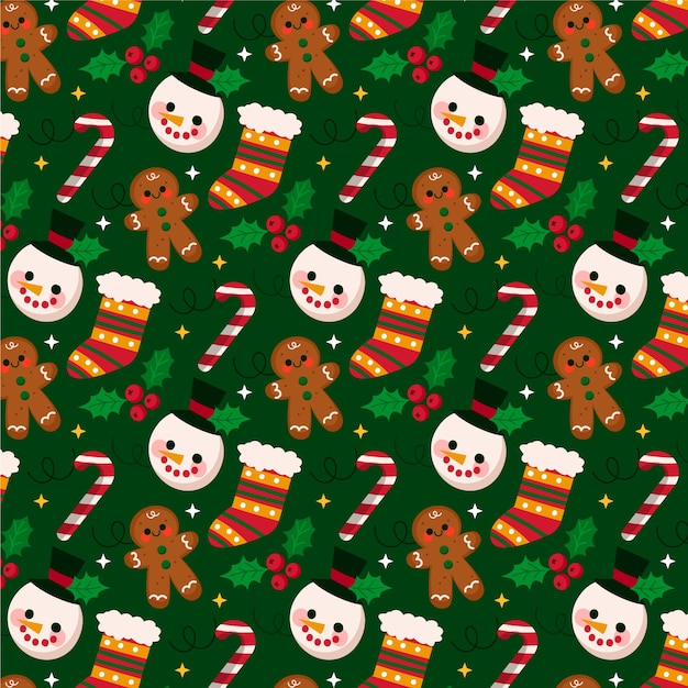 Flat Christmas Pattern Design – Free Download