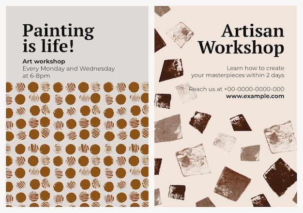 Art Workshop Poster Template PSD Featuring Block Print Set – Free Download