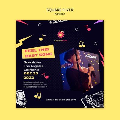 Karaoke Party Square Flyer Template – Free Download