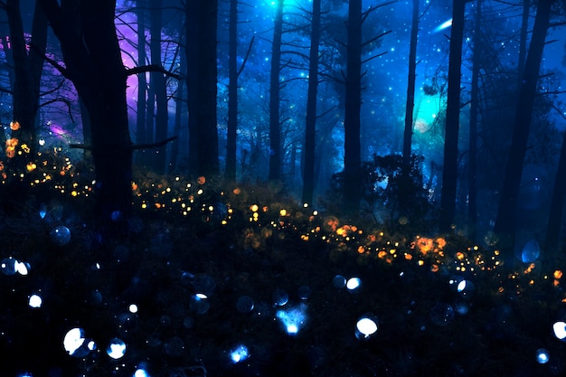 Magical Nighttime Landscape with Sparkly Lights – Free Stock Photo for Download