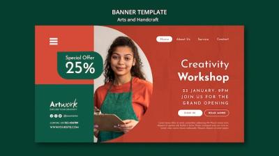 Flat Design Art and Handcraft Template – Free Download