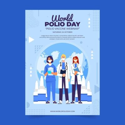 Hand Drawn Flat World Polio Day Vertical Flyer Template – Free Download