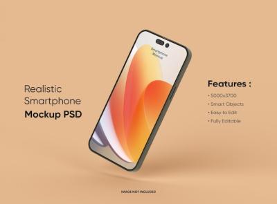 Floating Smartphone 14 Pro Screen Mockup for Mobile App Presentation Template – Free Download