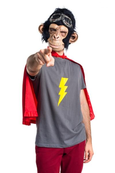 Superhero Monkey Man Pointing to the Front – Free Download, Free Stock Photo