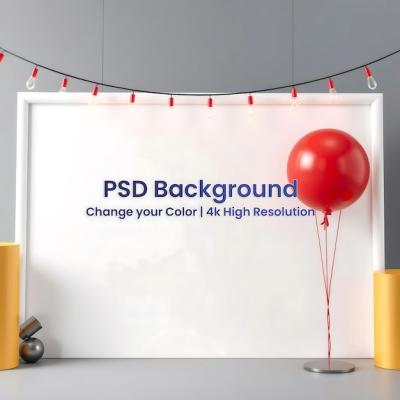 Red Balloon Against a Gray and White Background with Festive Lights – Free Download