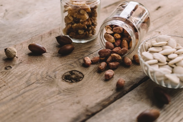 Three Types of Nuts in Glasses – Free Stock Photo, Download Free Stock Photo