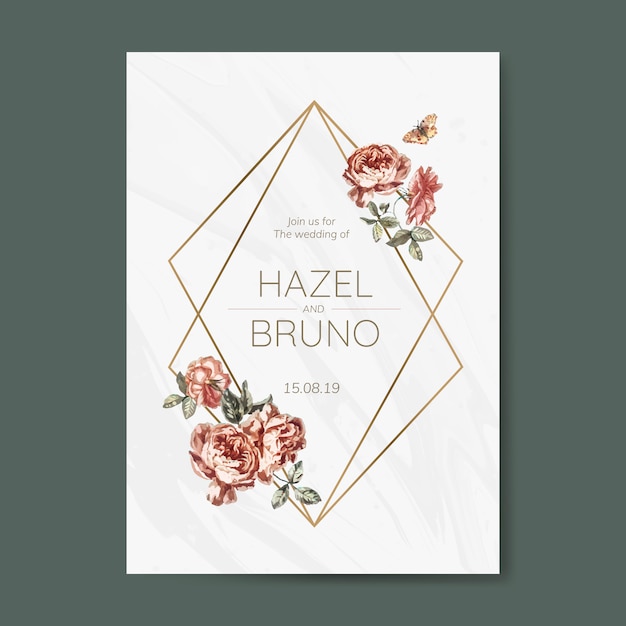 Floral Wedding Invitation Mockup Vector for Free Download