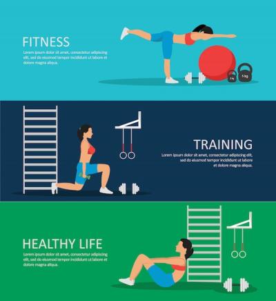 Horizontal Banners Set for a Healthy Life – Free Download