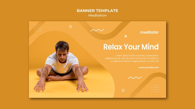 Meditation Concept Banner Template Design – Free Download