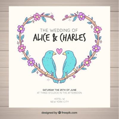 Birds Design for Wedding Cards – Free Download