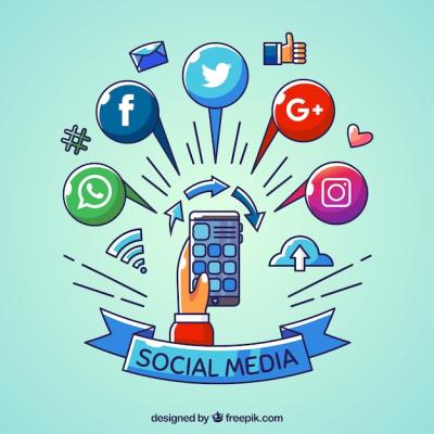 Flat Social Media Background Featuring a Mobile Phone – Free Download