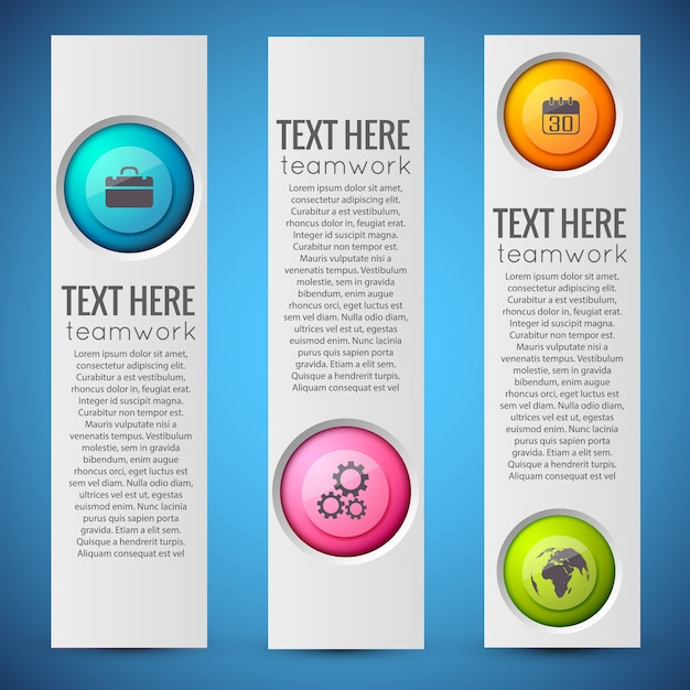 Web Infographic Vertical Banners Featuring Business Icons and Colorful Circles – Free Download