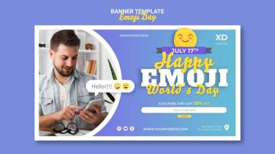 Horizontal Banner Template for Emoji Day – Free Download