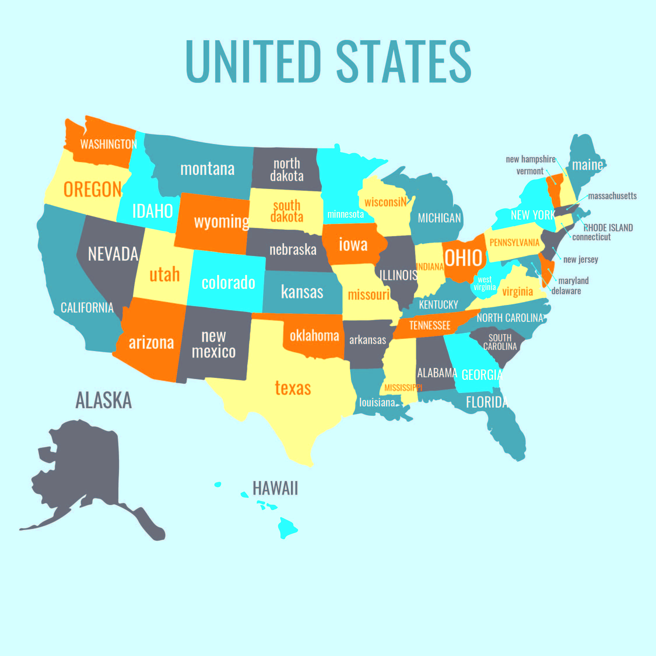 a map of the united states in different colors and sizes with each 