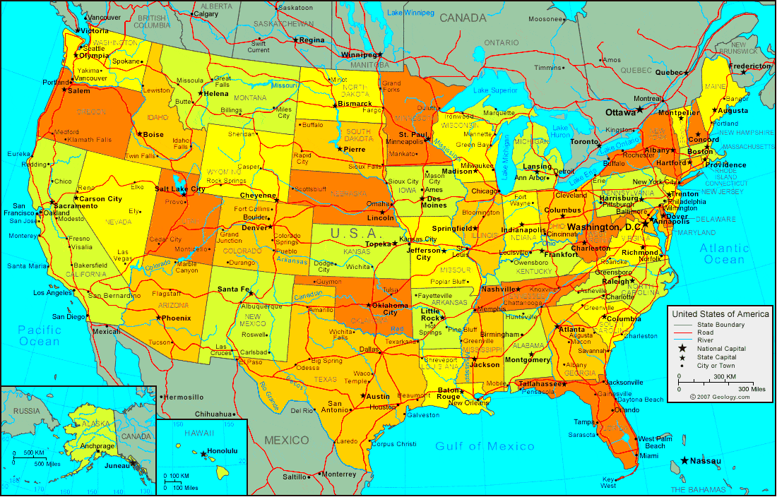 United States Map and Satellite Image