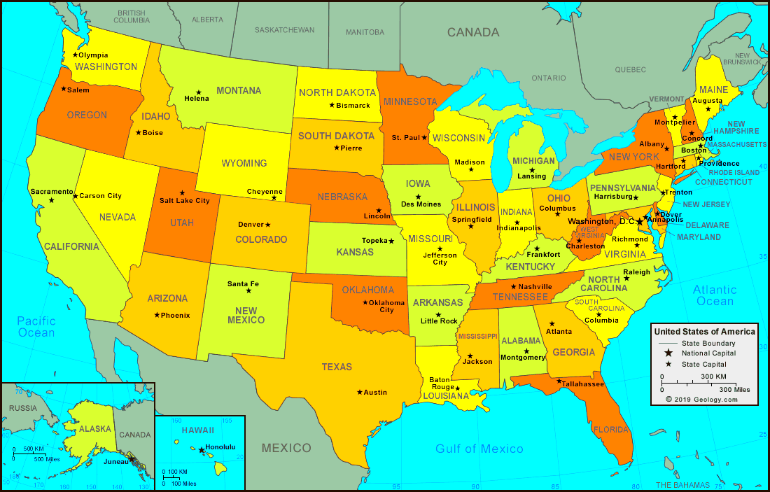 United States Map and Satellite Image