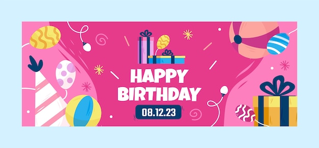 Hand Drawn Birthday Celebration Facebook Cover – Free Download