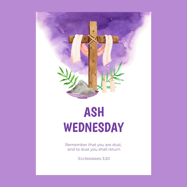 Watercolor Ash Wednesday Vertical Poster Template – Free to Download