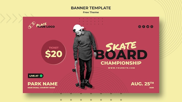 Skateboard Concept Banner Template – Download Free Stock Photo