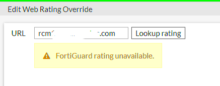 FortiGuard rating unavailable rfortinet