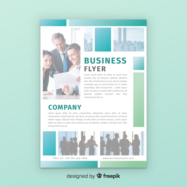 Modern Business Flyer with Photo Mosaic – Free Download