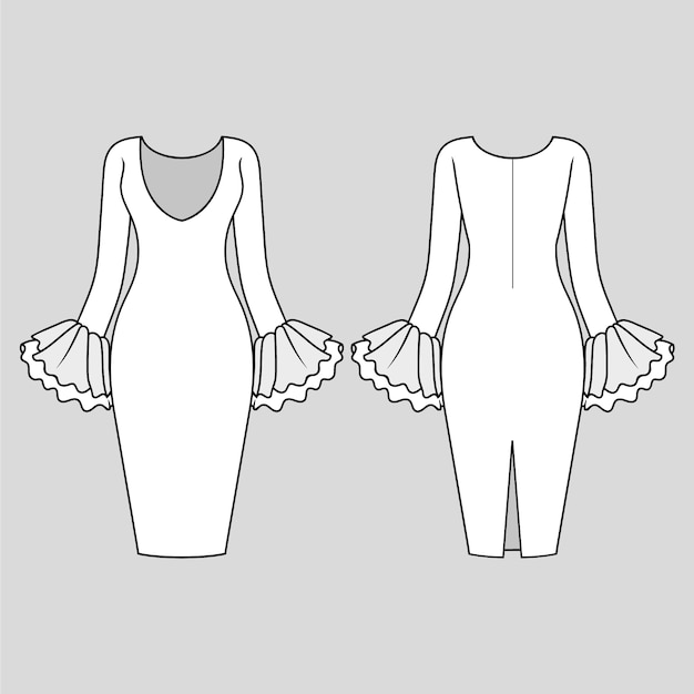 Hand-Drawn Dress Outline Illustration – Free Download