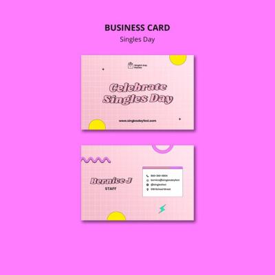 Horizontal Business Card Template for 11.11 Singles Day – Free to Download