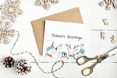 Cute Seasons Greetings Card Mockup – Free Download