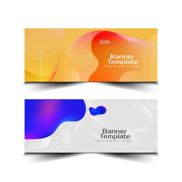 Colorful Geometric Liquid Flow Design Stylish Banner Set – Free Download