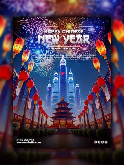 Chinese New Year Promotion Social Media Banner or Instagram Post Template Design – Free Download