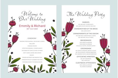 Wedding Order of Service Template in Flat Design – Free Download