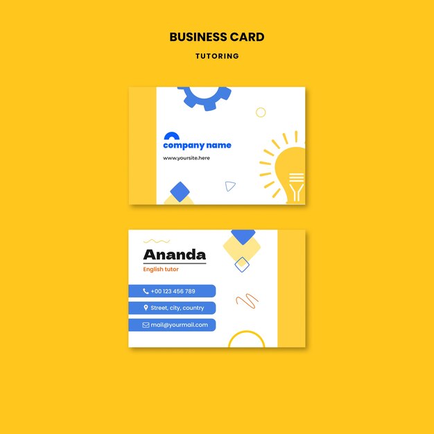 Flat Design Tutoring Job Business Card Template – Free Download