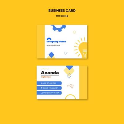 Flat Design Tutoring Job Business Card Template – Free Download