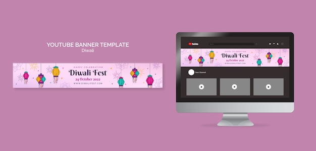 Diwali Celebration YouTube Banner Template for Free Download