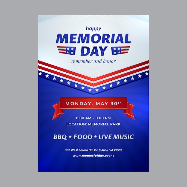 Gradient Memorial Day Vertical Flyer Template – Free Download