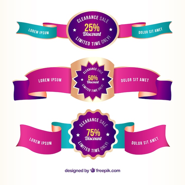 Colorful Discount Ribbons – Free Download