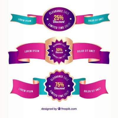 Colorful Discount Ribbons – Free Download