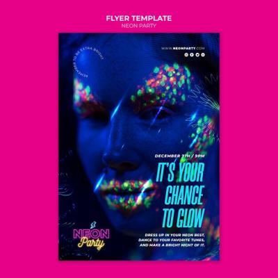 Neon Party Flyer Template for Stunning Event Promotion – Free Download