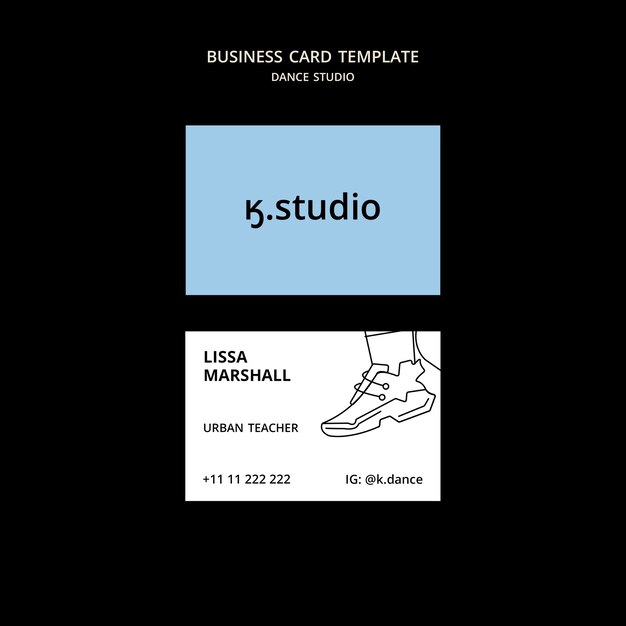 Horizontal Business Card Template for Dance Studio Classes – Free Download